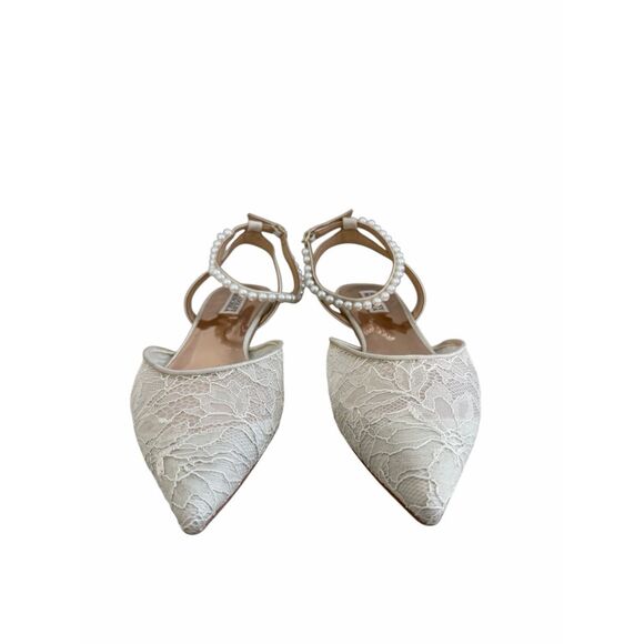 Badgley Mischka Fawn Mesh Pointed Toe Flat with Rhinestone Ankle Strap Size 10 - Picture 4 of 7